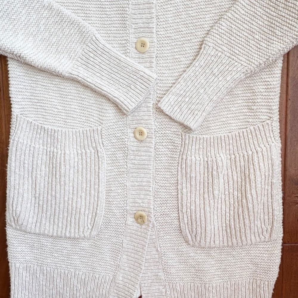 Alex Mill - Marni Cable Knit Cardigan Sweater Womens S Cotton/Linen Beige FLAW‎ - Picture 5 of 14